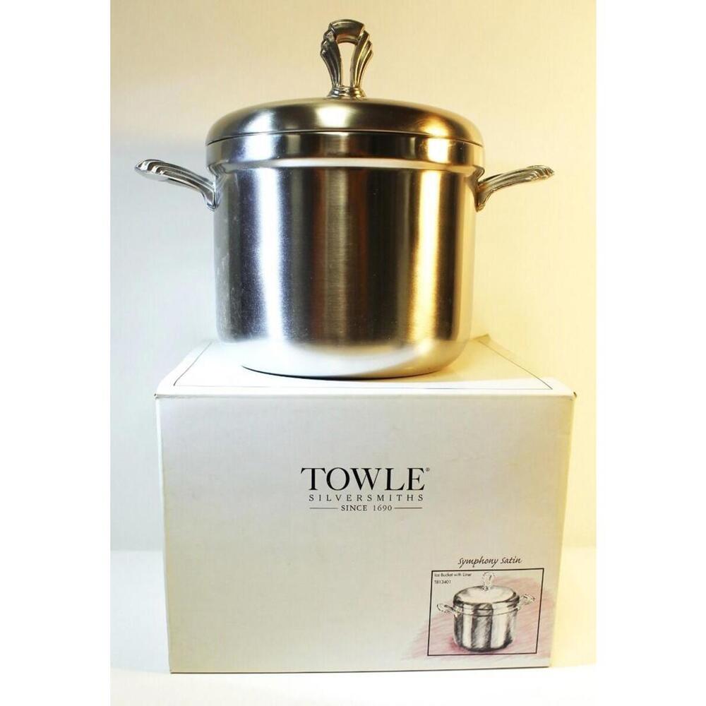Towle Silversmiths Symphony Satin Ice Bucket W/ Liner TB13401 - New Open Box